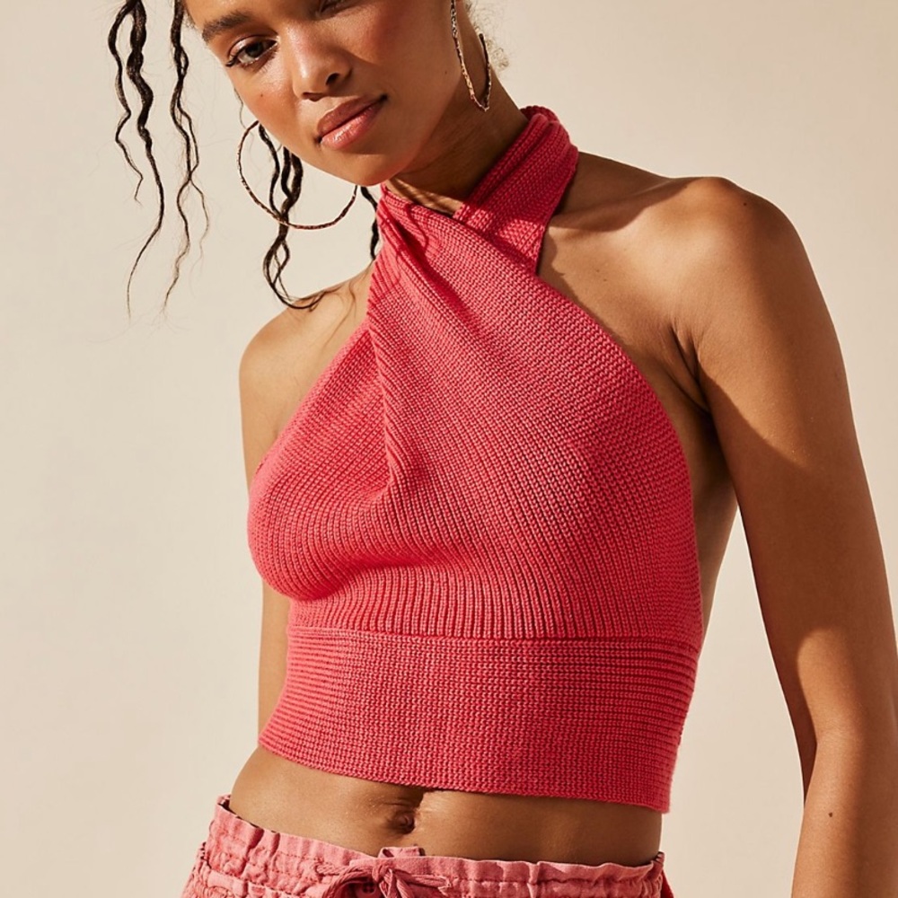 Green Free People Orchid Convertible Open-Back Sweater Tank